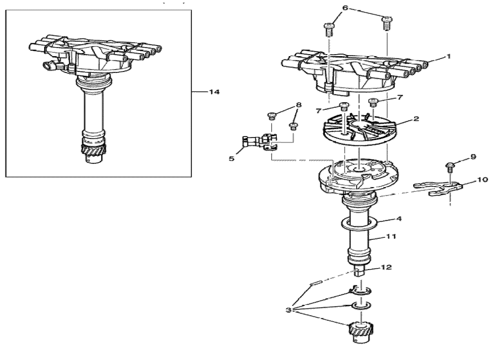 Engine Group - Distributor Diagram and Parts List for 076160-05  Briggs and Stratton Generator
